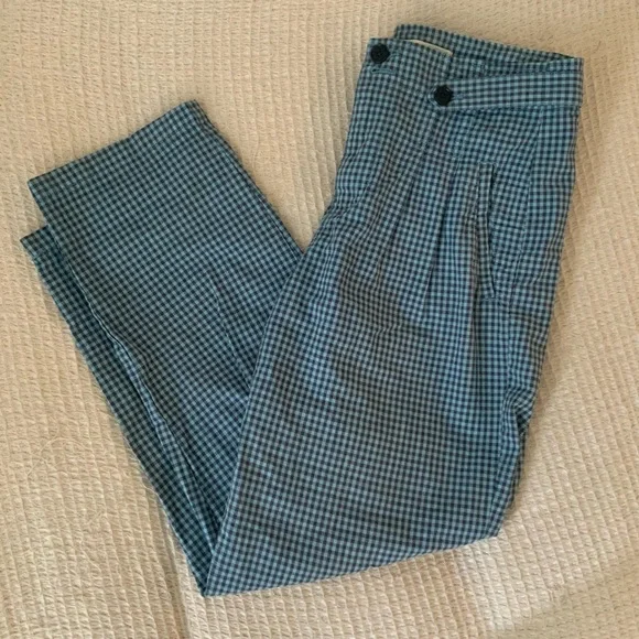 Sundance 10 Life Of Dreams Pants Trousers Checkered Plaid Blue Peasant Cottage 2 - Picture 2 of 10